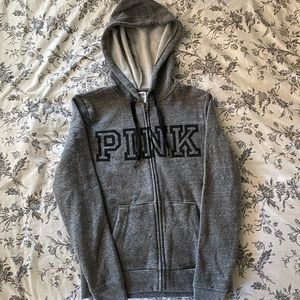PINK Victoria’s Secret Zip Up Hoodie in Gray